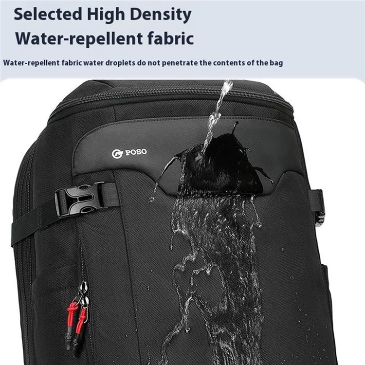 Mochila de Viagem Expansível com Compressão POSO 676 para Laptop de 17,3 Polegadas com Bomba de Vácuo (Sem Iluminação)