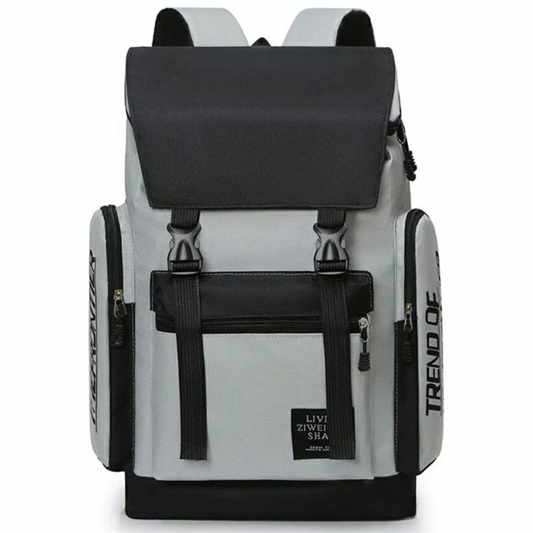 Large Capacity Backpack Men Business Waterproof Oxford Fabric Travel Laptop Bag Student Rucksack - Grey