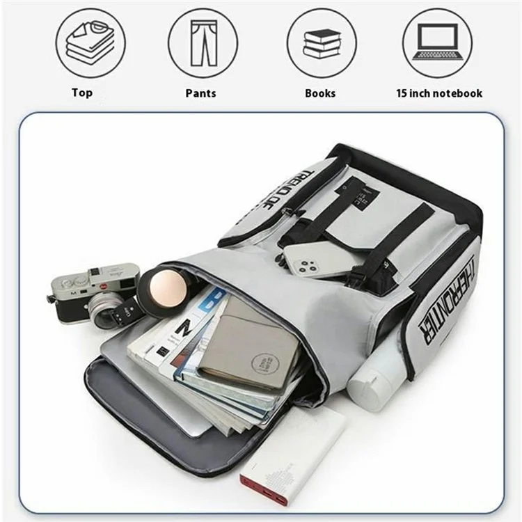 Large Capacity Backpack Men Business Waterproof Oxford Fabric Travel Laptop Bag Student Rucksack - Grey