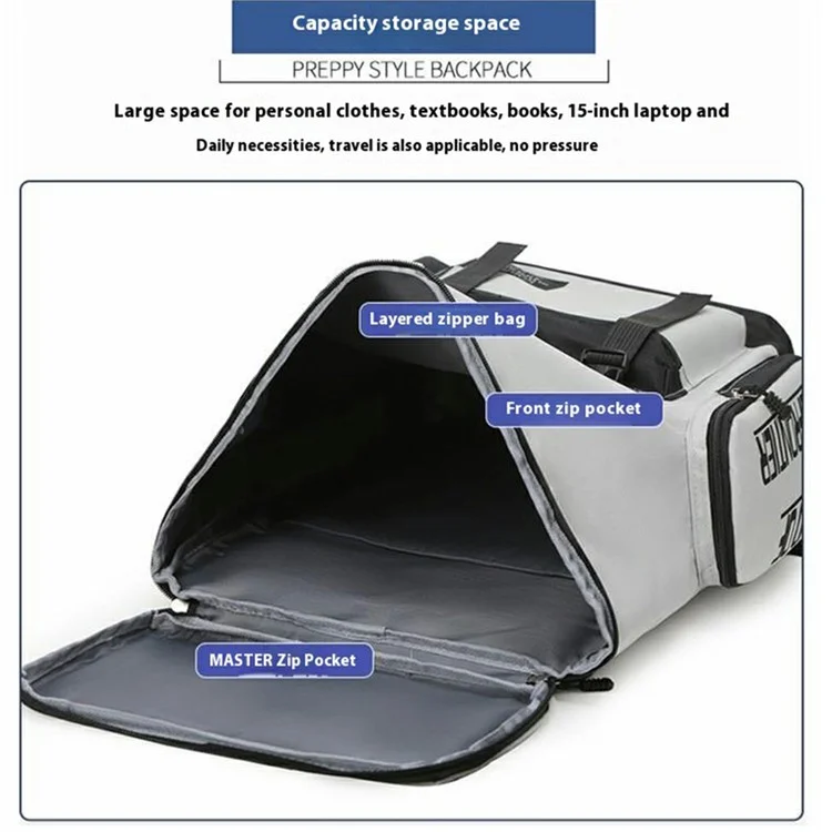Large Capacity Backpack Men Business Waterproof Oxford Fabric Travel Laptop Bag Student Rucksack - Grey