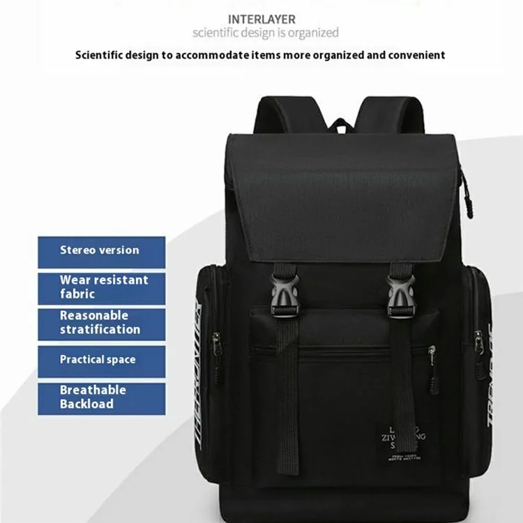 Large Capacity Backpack Men Business Waterproof Oxford Fabric Travel Laptop Bag Student Rucksack - Grey