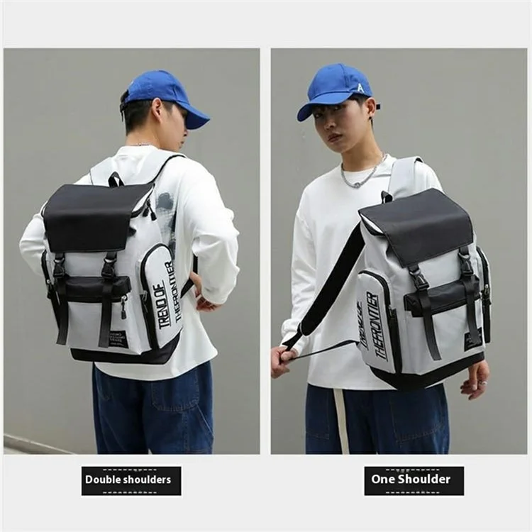 Large Capacity Backpack Men Business Waterproof Oxford Fabric Travel Laptop Bag Student Rucksack - Grey