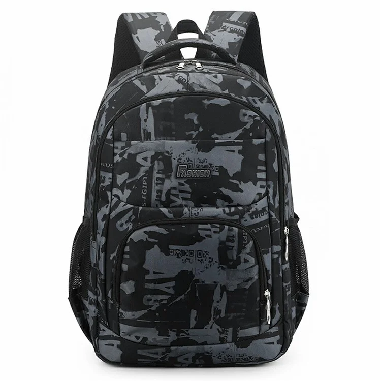 Stylish Backpack Students Travel Laptop Bag Casual Unisex Large Capacity Dual Shoulder Bag - Dark Grey
