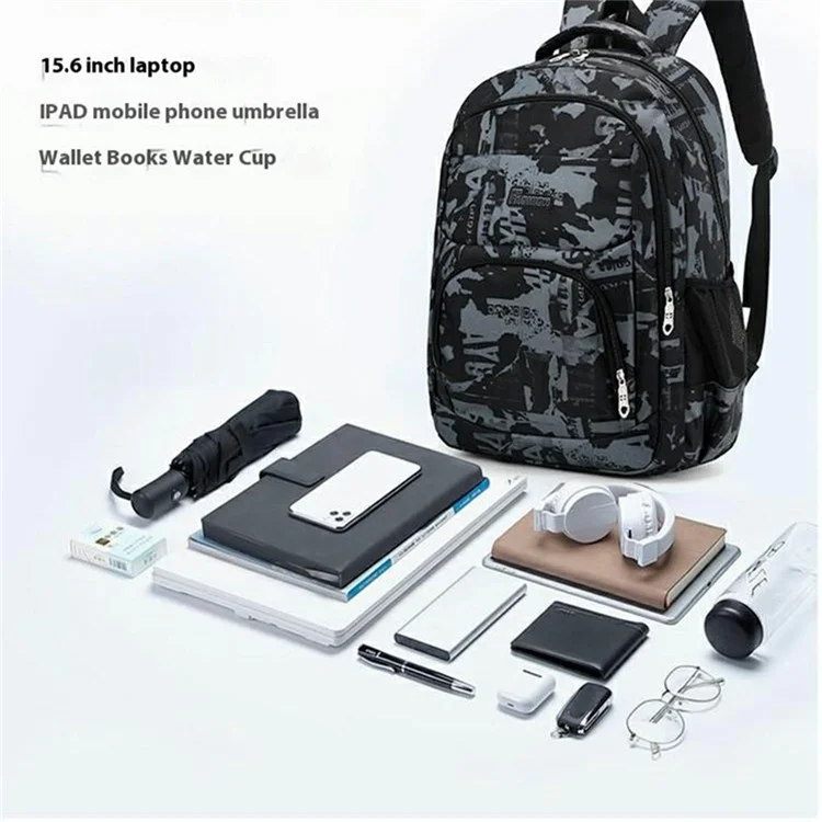 Stylish Backpack Students Travel Laptop Bag Casual Unisex Large Capacity Dual Shoulder Bag - Dark Grey