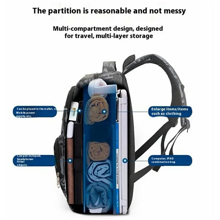 Stylish Backpack Students Travel Laptop Bag Casual Unisex Large Capacity Dual Shoulder Bag - Dark Grey