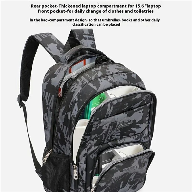 Stylish Backpack Students Travel Laptop Bag Casual Unisex Large Capacity Dual Shoulder Bag - Dark Grey
