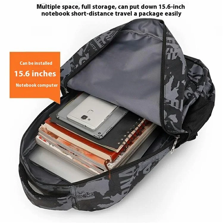Stylish Backpack Students Travel Laptop Bag Casual Unisex Large Capacity Dual Shoulder Bag - Dark Grey