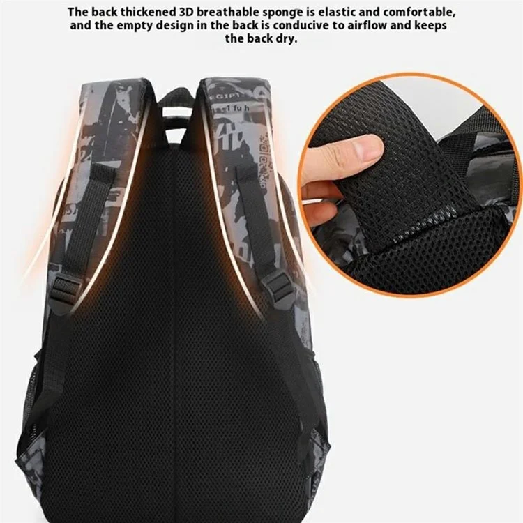 Stylish Backpack Students Travel Laptop Bag Casual Unisex Large Capacity Dual Shoulder Bag - Dark Grey