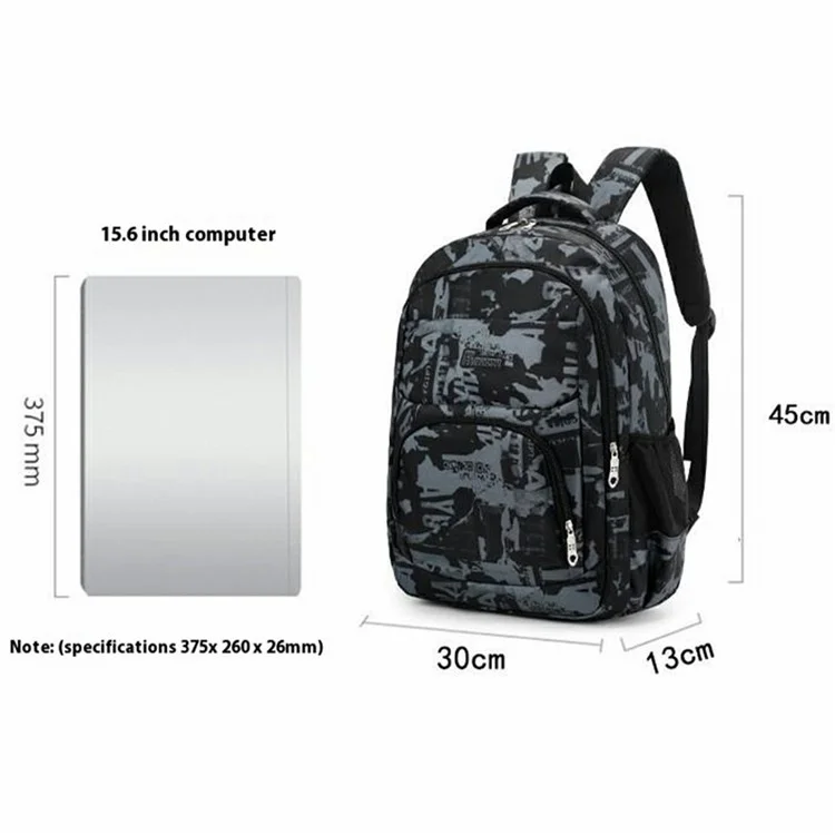 Stylish Backpack Students Travel Laptop Bag Casual Unisex Large Capacity Dual Shoulder Bag - Dark Grey