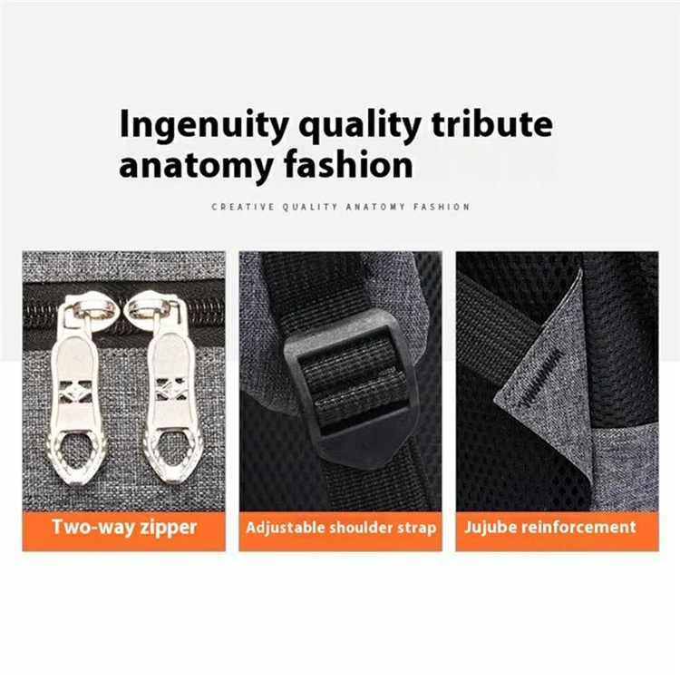 Business Casual Men Women Large Capacity Backpack School Bag Waterproof Oxford Cloth Travel Laptop Bag - Grey