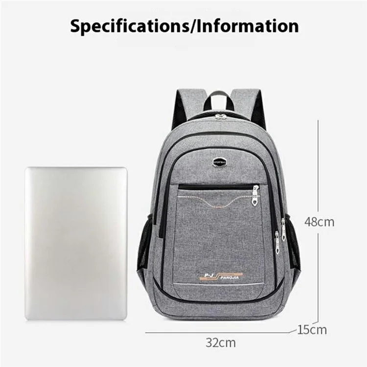 Business Casual Men Women Large Capacity Backpack School Bag Waterproof Oxford Cloth Travel Laptop Bag - Grey
