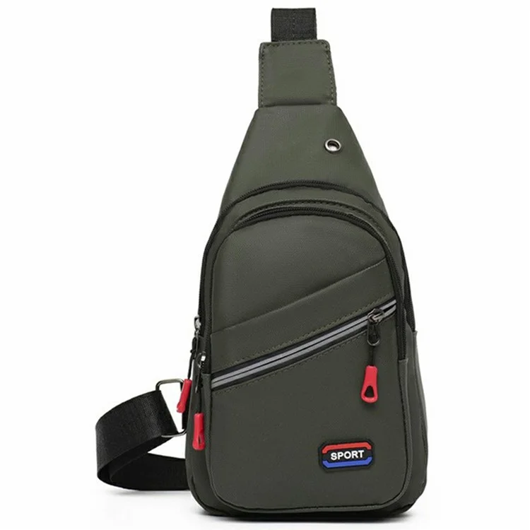 Borsa a tracolla da uomo in nylon verde per viaggio e sport, con porta telefono, stile casual e business