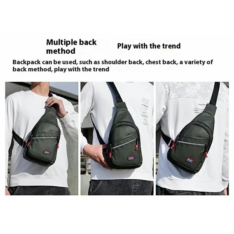 Borsa a tracolla da uomo in nylon verde per viaggio e sport, con porta telefono, stile casual e business
