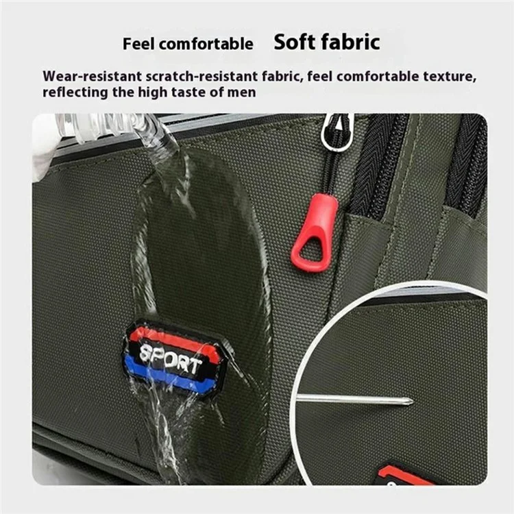 Borsa a tracolla da uomo in nylon verde per viaggio e sport, con porta telefono, stile casual e business