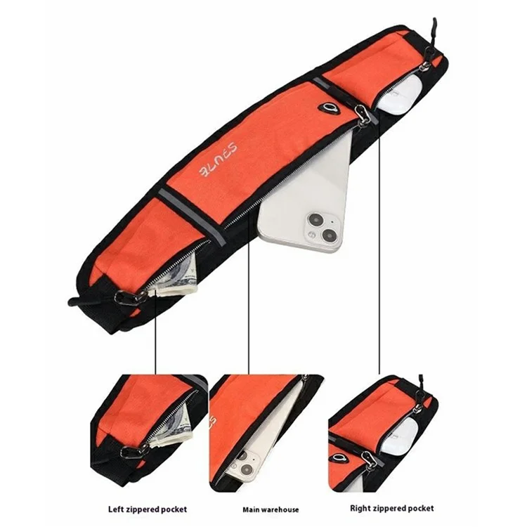 Professional Running Belt Waist Pack Invisible Pocket Phone Holder Men Women Fitness Gym Sports Bag - Orange