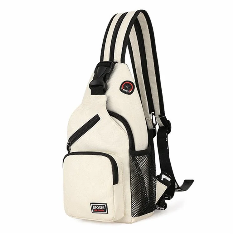 Sac à bandoulière multifonctionnel en tissu Oxford pour femmes, sac à poitrine / sac à dos avec une ou deux sangles, Taille S 18x10x33cm - Blanc