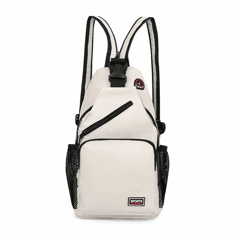 Multifunctional Crossbody Bag Oxford Cloth Women Single / Double Strap Chest Bag Backpack, Size L 22x11x38cm - White