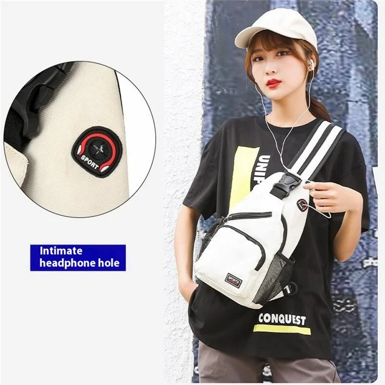 Multifunctional Crossbody Bag Oxford Cloth Women Single / Double Strap Chest Bag Backpack, Size L 22x11x38cm - White