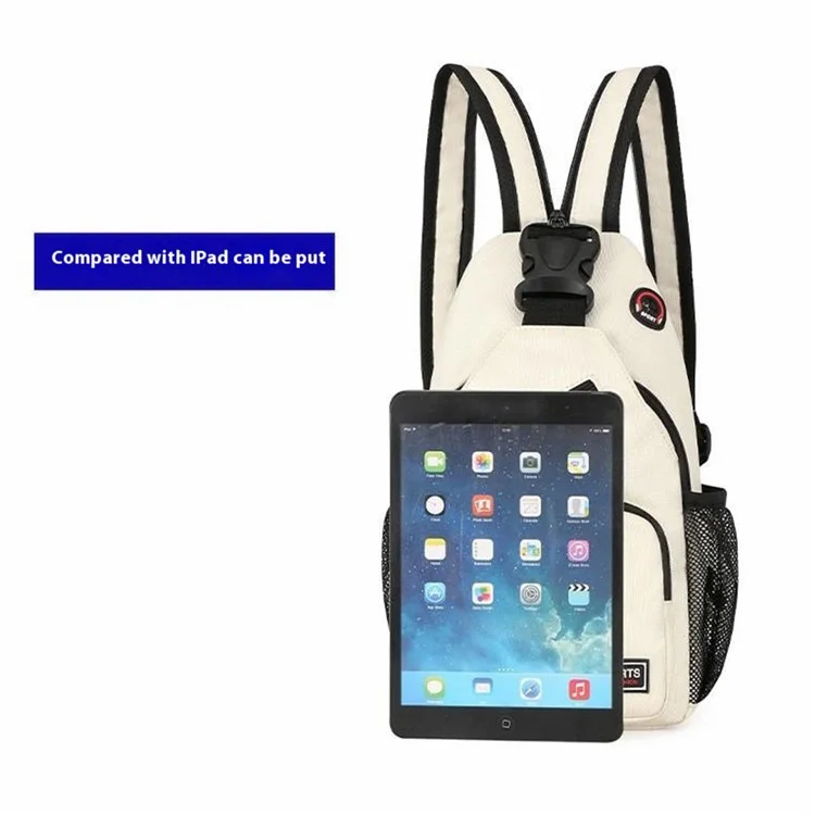 Multifunctional Crossbody Bag Oxford Cloth Women Single / Double Strap Chest Bag Backpack, Size L 22x11x38cm - White