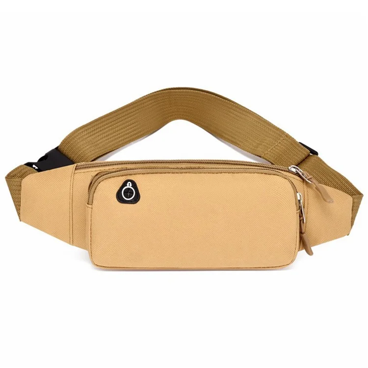 Outdoor Running Chest Bag Waterproof Oxford Cloth Phone Holder Multi-Functional Waist Pack - Khaki