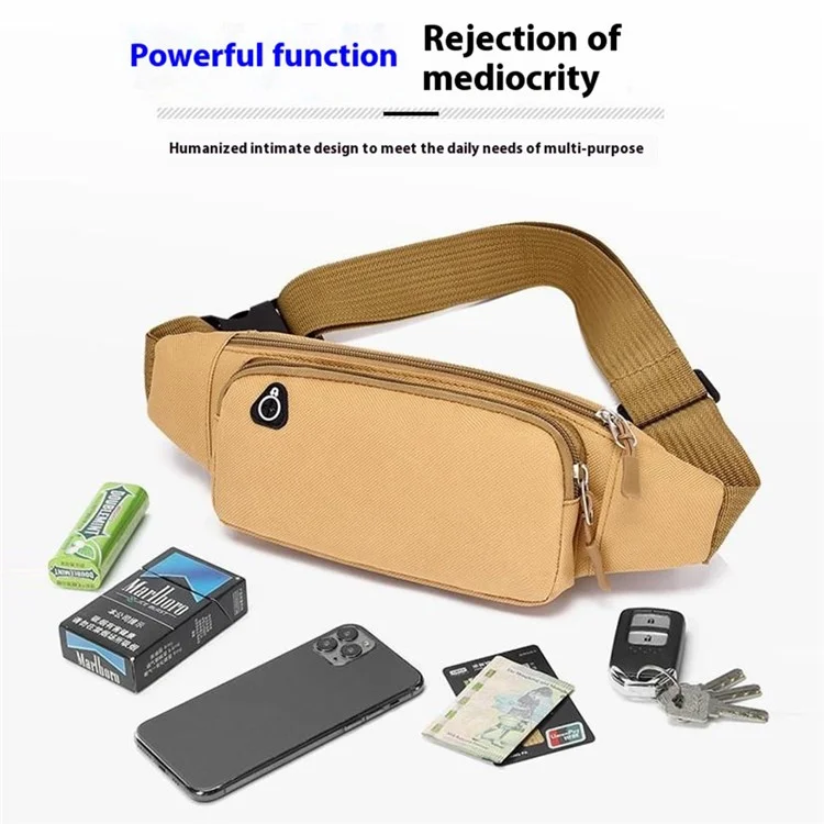 Outdoor Running Chest Bag Waterproof Oxford Cloth Phone Holder Multi-Functional Waist Pack - Khaki