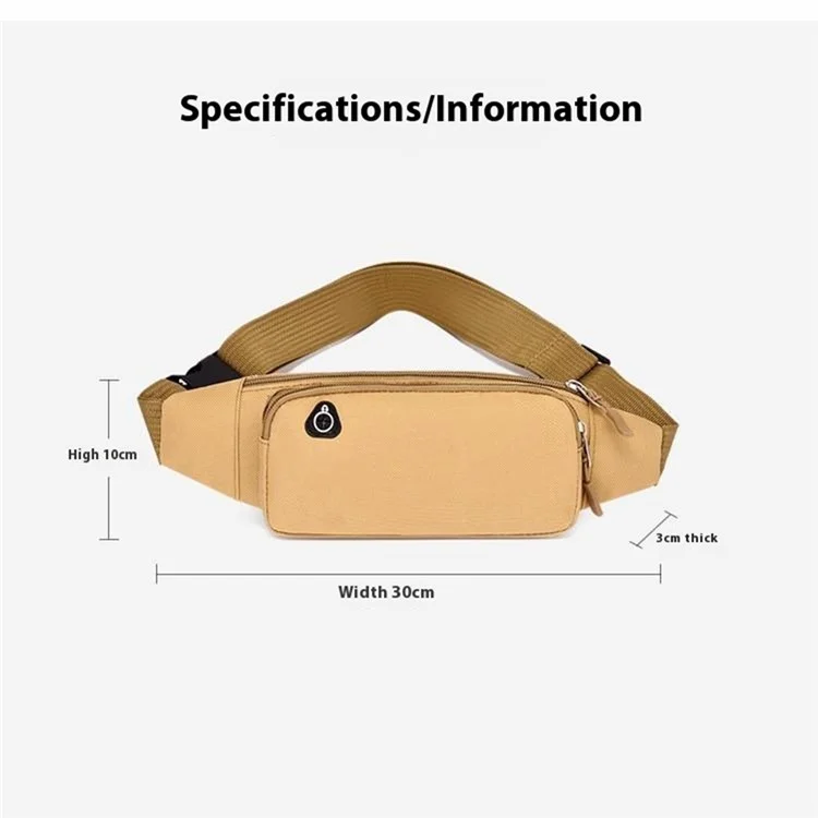 Outdoor Running Chest Bag Waterproof Oxford Cloth Phone Holder Multi-Functional Waist Pack - Khaki