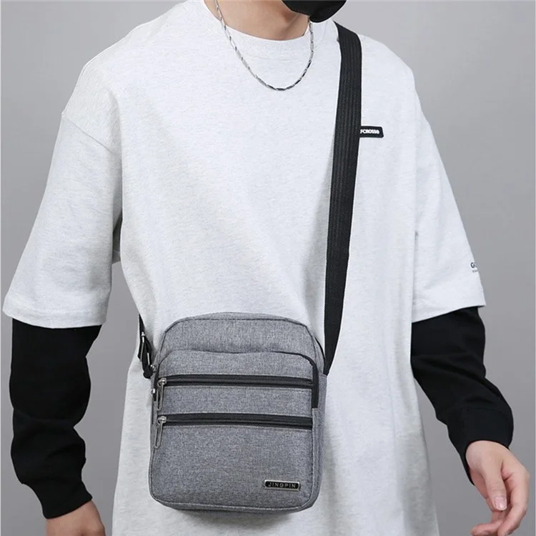 2355 Crossbody Single Shoulder Bag Multi Pocket Nylon Men Business Messenger Bag - Grey