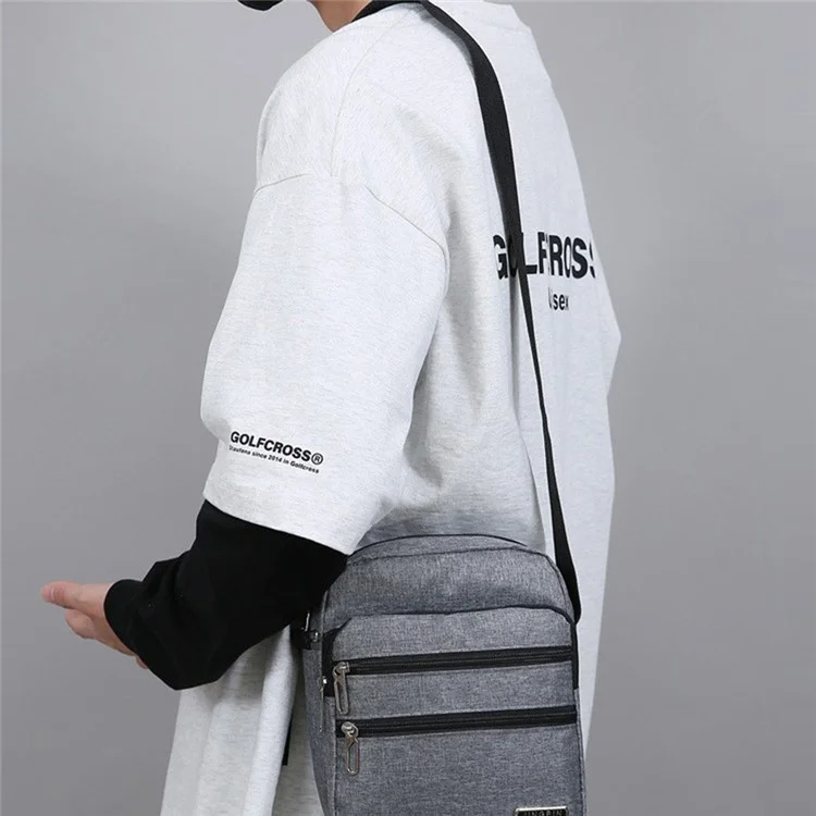 2355 Crossbody Single Shoulder Bag Multi Pocket Nylon Men Business Messenger Bag - Grey