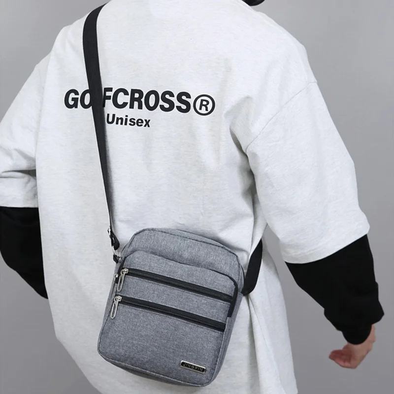2355 Crossbody Single Shoulder Bag Multi Pocket Nylon Men Business Messenger Bag - Grey