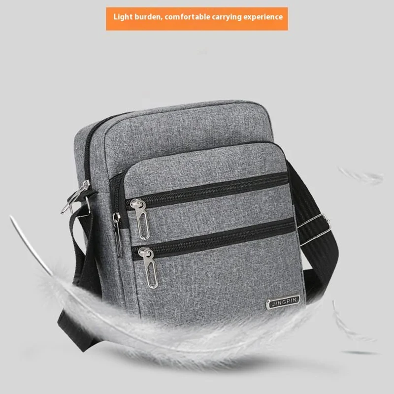 2355 Crossbody Single Shoulder Bag Multi Pocket Nylon Men Business Messenger Bag - Grey