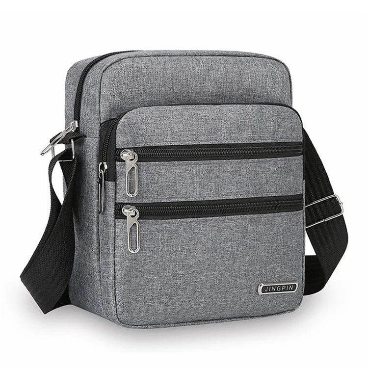 2355 Crossbody Single Shoulder Bag Multi Pocket Nylon Men Business Messenger Bag - Grey