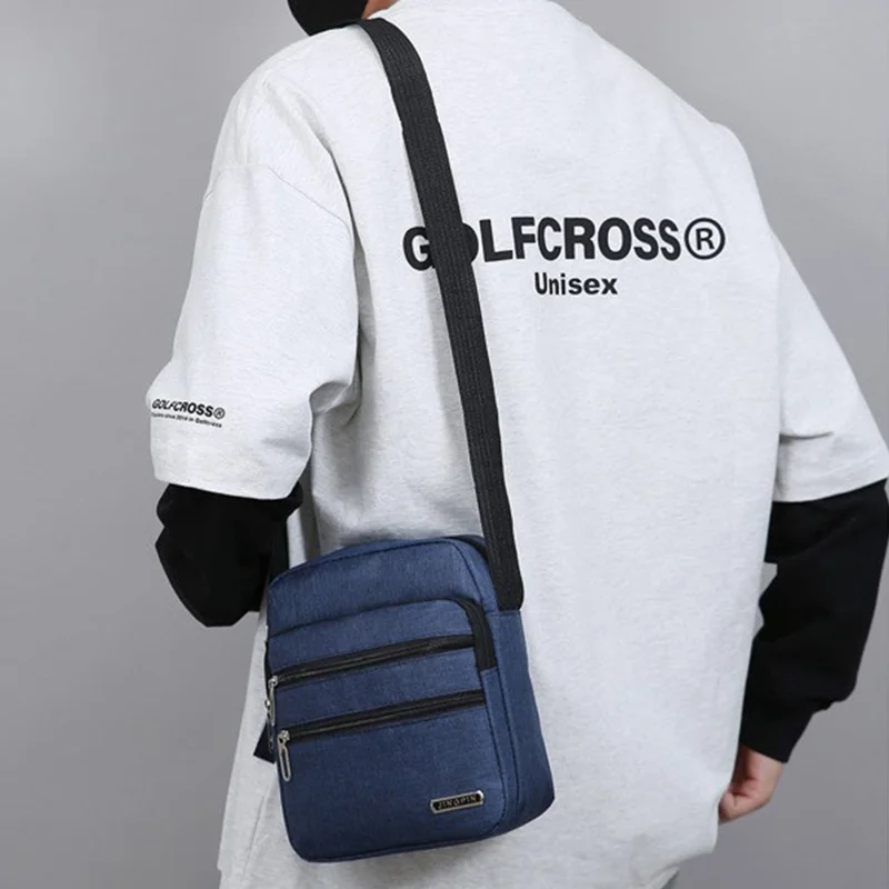 Sac messager à bandoulière 2355 pour homme, en nylon multi-poches pour les affaires - Bleu