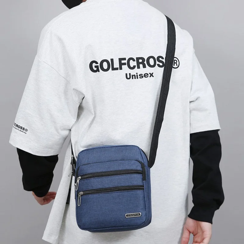 Sac messager à bandoulière 2355 pour homme, en nylon multi-poches pour les affaires - Bleu