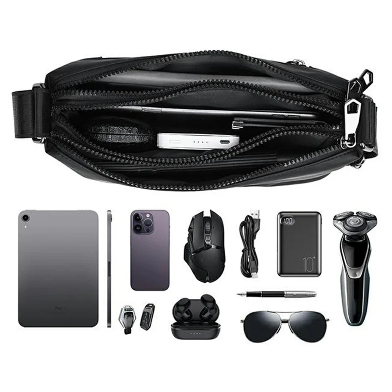 WEIXIER D801 Men Casual Single Shoulder Bag Waterproof Crossbody Messenger Bag - Retro Black