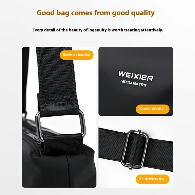 WEIXIER D801 Men Casual Single Shoulder Bag Waterproof Crossbody Messenger Bag - Retro Black