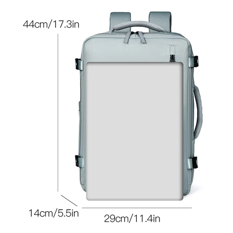 B723 180 Degree Opening Travel Backpack Oxford Cloth Laptop Rucksack with Shoe Compartment - Beige