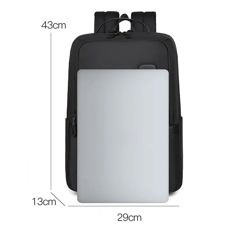 B727 Mochila Impermeable de Tela Oxford para Portátil, Gran Capacidad, Bolso de Viaje de Negocios para Hombre - Negro