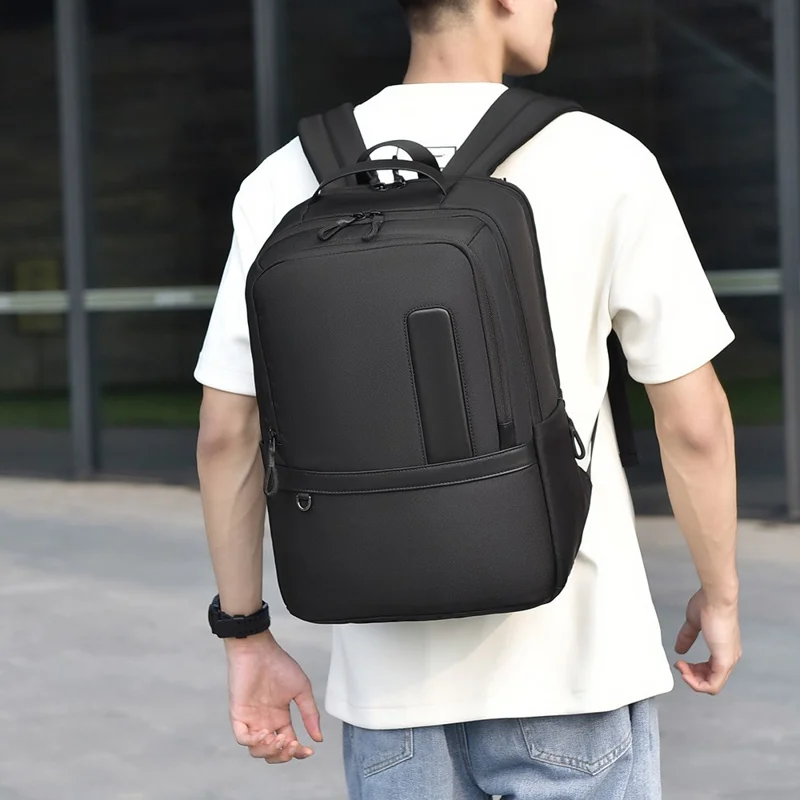 B727 Mochila Impermeable de Tela Oxford para Portátil, Gran Capacidad, Bolso de Viaje de Negocios para Hombre - Negro