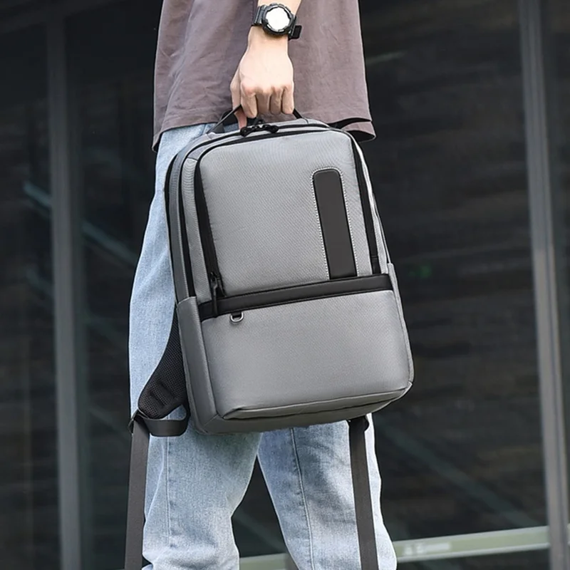 B727 Mochila Impermeable de Tela Oxford para Portátil, Gran Capacidad, Bolso de Viaje de Negocios para Hombre - Negro