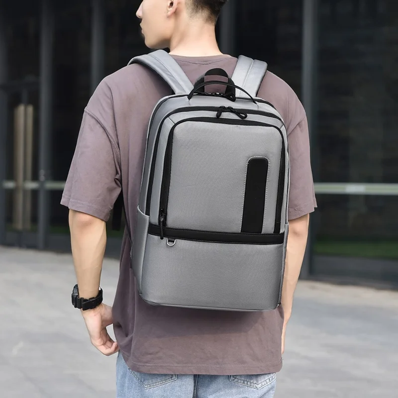 B727 Mochila Impermeable de Tela Oxford para Portátil, Gran Capacidad, Bolso de Viaje de Negocios para Hombre - Negro