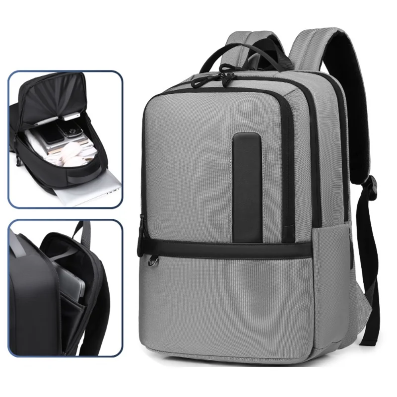 B727 Mochila Impermeable de Tela Oxford para Portátil, Gran Capacidad, Bolso de Viaje de Negocios para Hombre - Negro