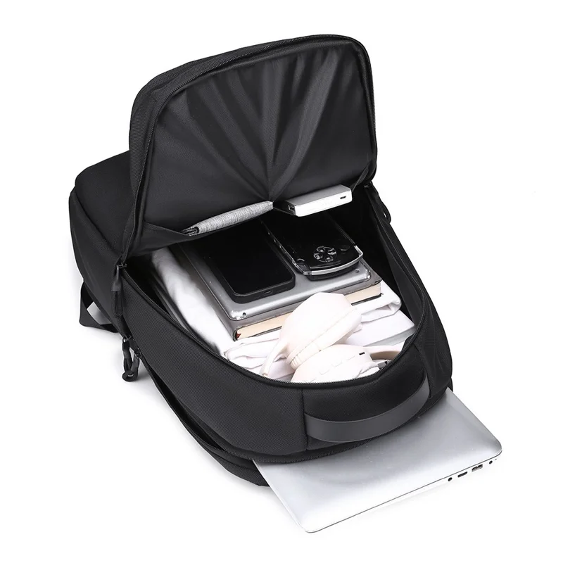 B727 Mochila Impermeable de Tela Oxford para Portátil, Gran Capacidad, Bolso de Viaje de Negocios para Hombre - Negro