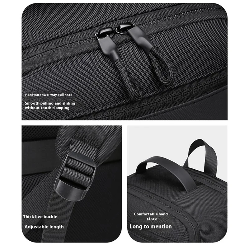 Bolso bandolera para portátil B725 de tela Oxford, impermeable, para portátiles de 16 pulgadas, mochila para hombres de negocios - Negro