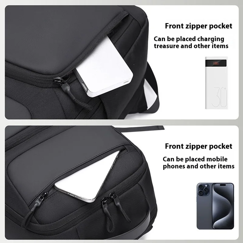 Bolso bandolera para portátil B725 de tela Oxford, impermeable, para portátiles de 16 pulgadas, mochila para hombres de negocios - Negro