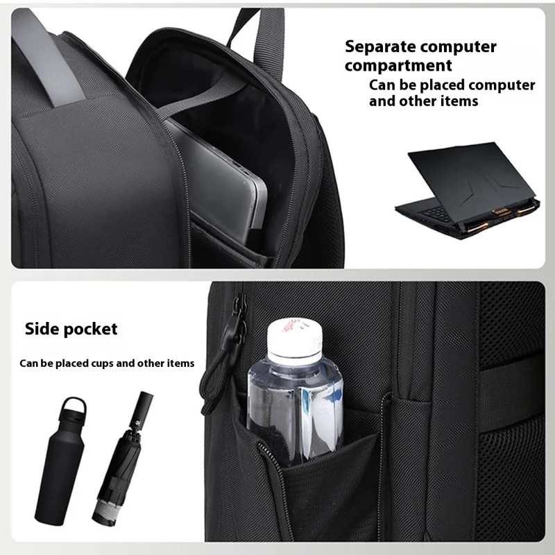 Bolso bandolera para portátil B725 de tela Oxford, impermeable, para portátiles de 16 pulgadas, mochila para hombres de negocios - Negro