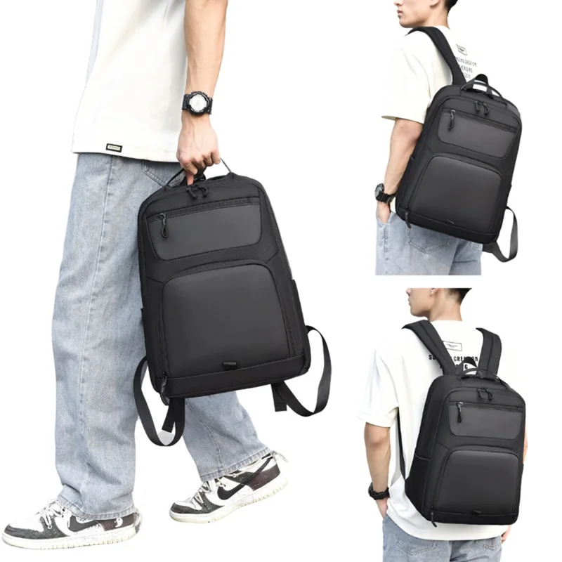 Bolso bandolera para portátil B725 de tela Oxford, impermeable, para portátiles de 16 pulgadas, mochila para hombres de negocios - Negro