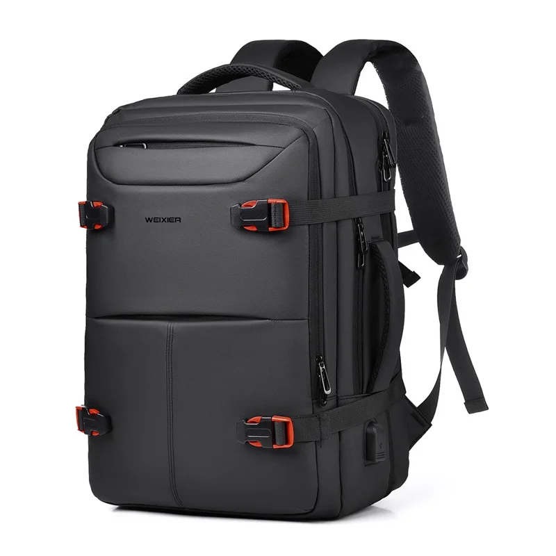 WEIXIER B735 Business Laptop Backpack Expandable Capacity Shoulder Bag with External USB Port - Black