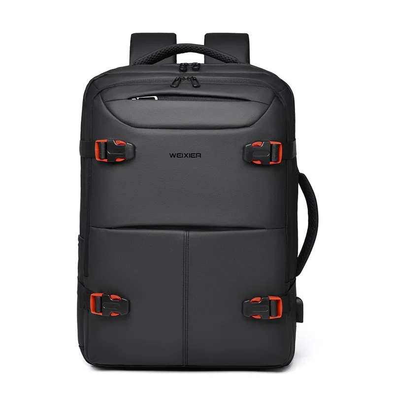 WEIXIER B735 Business Laptop Backpack Expandable Capacity Shoulder Bag with External USB Port - Black