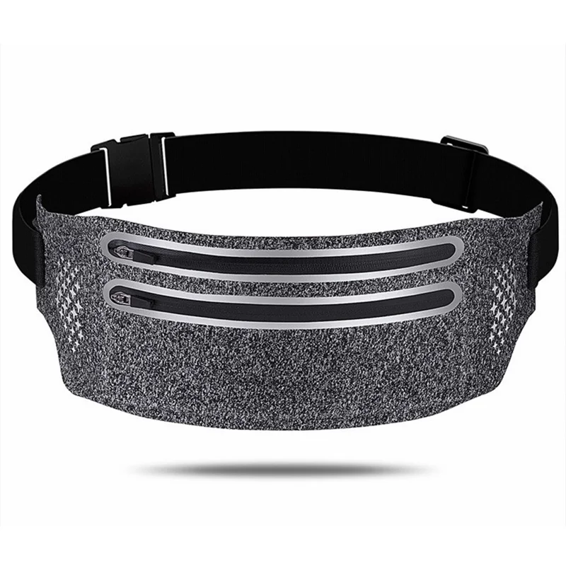 Schmale Laufgürtel-Tasche Wasserdichter Handyhalter Gürteltasche für Marathon Fitness Outdoor-Aktivitäten - Meliert Grau