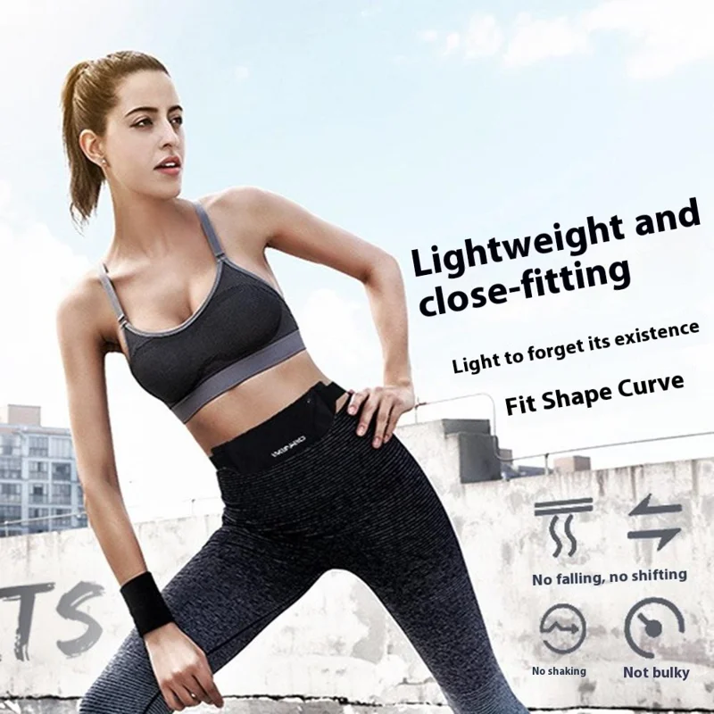 Waterproof Ultra Thin Invisible Waist Pack Large Capacity Running Sports Phone Storage Belt Bag - Black
